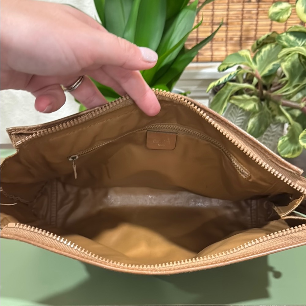 Celine Tan and Brown Toiletry Bag with Geometric Pattern - Picture 8 of 14